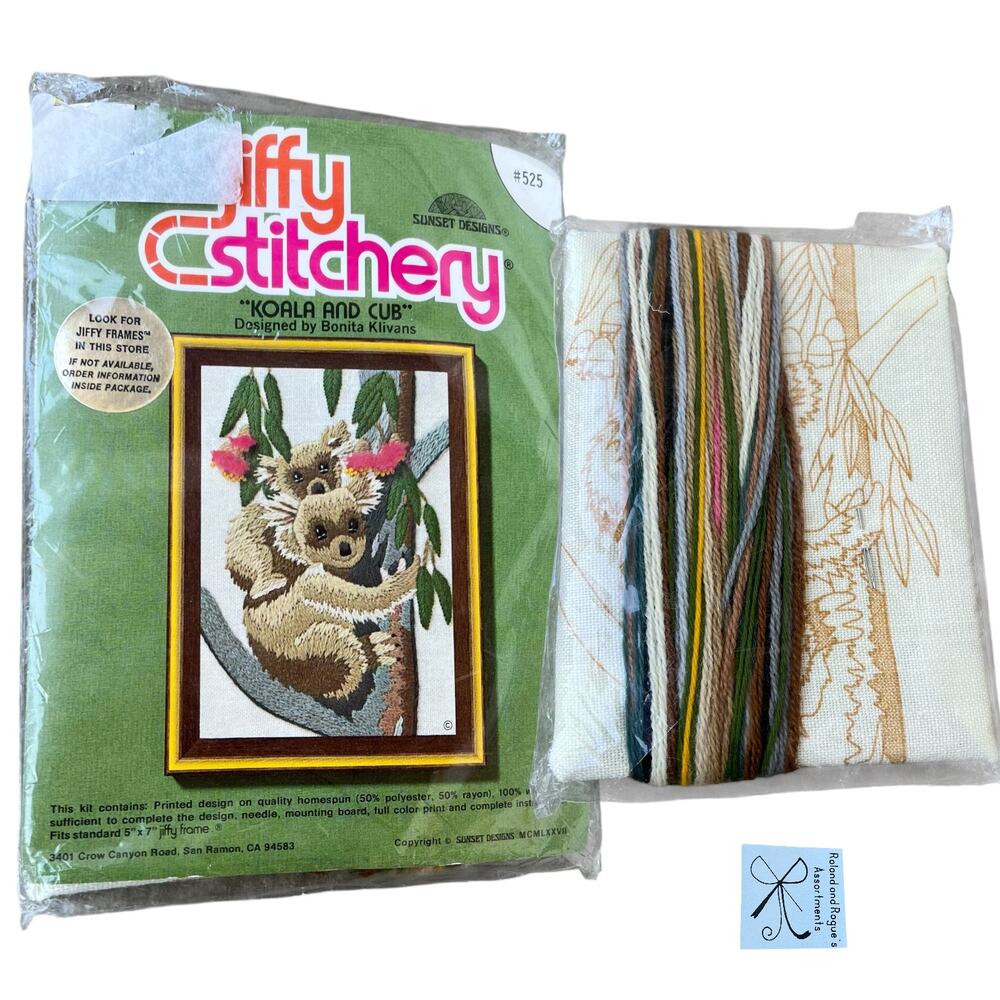Jiffy Stitchery 525 Koala and Cub Embroidery Crewel Kit